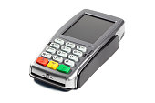 Payment terminal on a white background