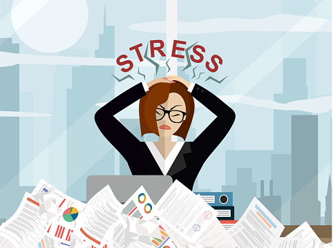 Stressed Cartoon Business Woman In Pile Of Office Papers And Documents  Stress At Work Overworked Vector Illustration In Flat Design Stock  Illustration - Download Image Now - iStock
