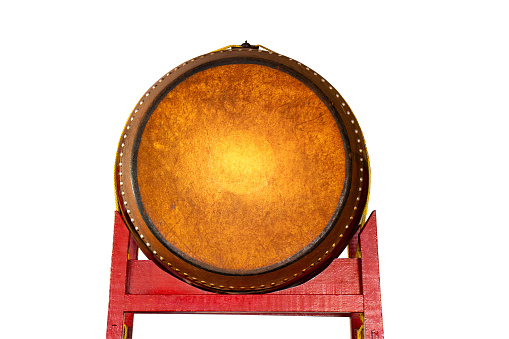 drum in chinese shrine isolated on white background