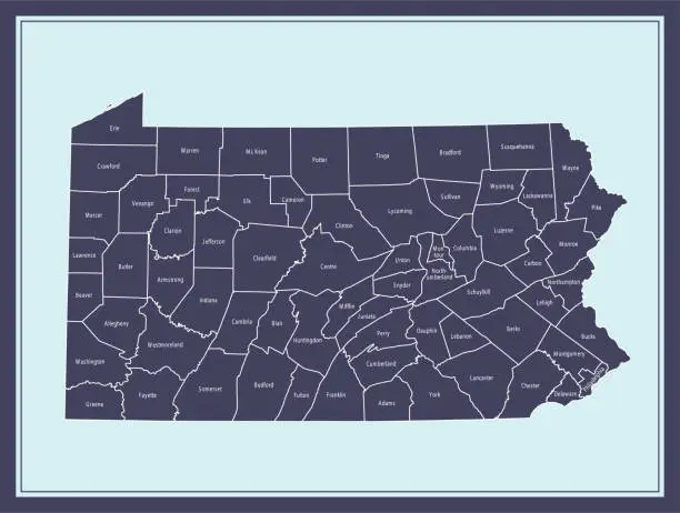 Vector illustration of Pennsylvania county map downloadable