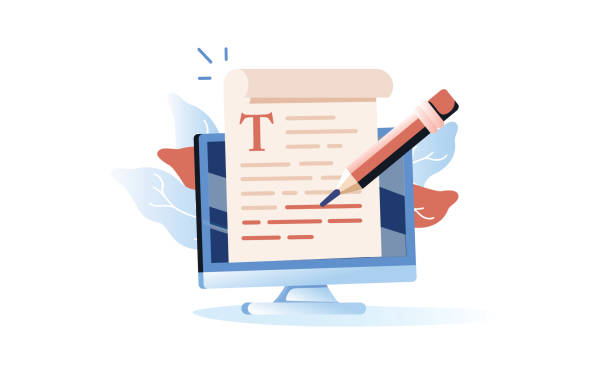 Online education, creative writing and storytelling, copywriting concept, editing text document, distant learning Online education, creative writing and storytelling, copywriting concept, editing text document, distant learning, vector illustration. Correct errors Proofreader checks transcription written text. medical editor stock illustrations