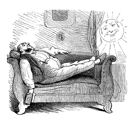 Illustration of a Man sleeping on a sunny day