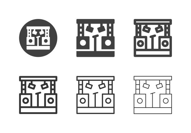 ikony sceny muzycznej - multi series - times square flash stock illustrations