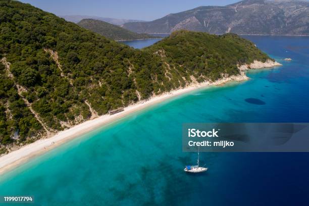 Beautiful Beaches And Coast Of Ionian Island Stock Photo - Download Image Now - Ithaki, Greece, Sailboat