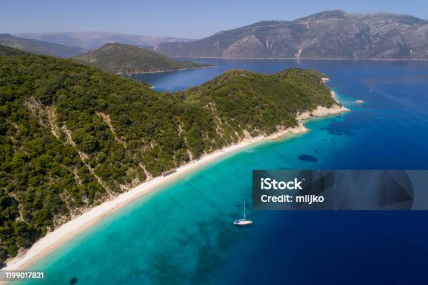 Beautiful Beaches And Coast Of Ionian Island Stock Photo - Download Image Now - Ithaki, Greece, Nautical Vessel