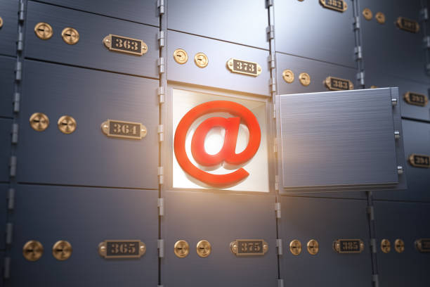 istock E-mail security and protection internet concept. Sign of email with safe deposit box. 1199020806