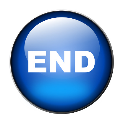 blue end button over white background