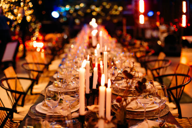 istock long festive table candles light bright garlands 1199022663