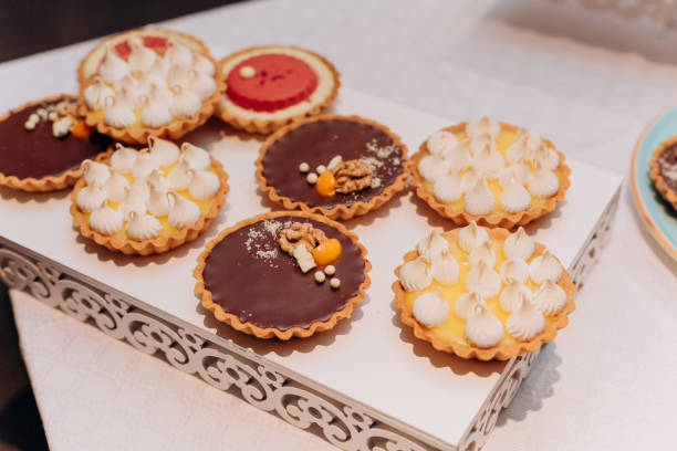 istock set beautiful round cake design decorated stand 1199022772