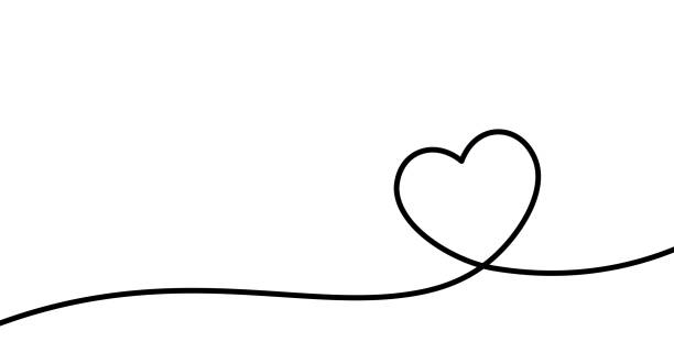 情人節卡與線條藝術繪圖簡單的心形符號。 - 心型 圖片 幅插畫檔、美工圖案、卡通及圖標