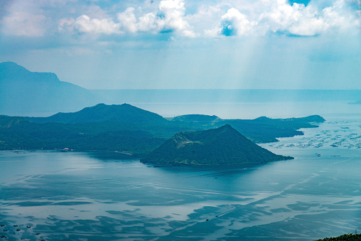 Taal Volcano island in Luzon Batangas Philippines is an active volcano. Here seen from Tagaytay.
