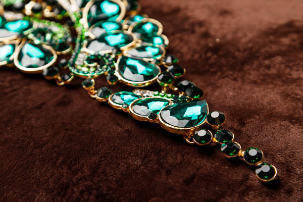 istock Luxury necklace with green gemstones 1199024222