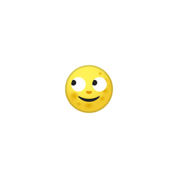 istock Full Moon, Smiling Face Isolated Realistic Vector Icon. Moon Cycle, Lunar phases Illustration Emoji, Emoticon, Icon 1199025709