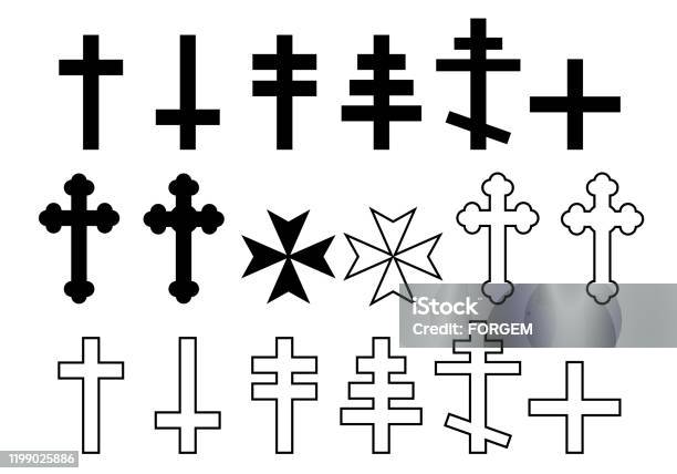 Ilustración de Conjunto De Ilustración En Blanco Y Negro De La Iglesia Ortodoxa De La Cruz Ilustración de Conjunto De Ilustración En Blanco Y Negro De La Iglesia Ortodoxa De La Cruz