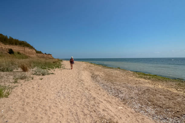 istock Traveler on a deserted beach. 1199028477