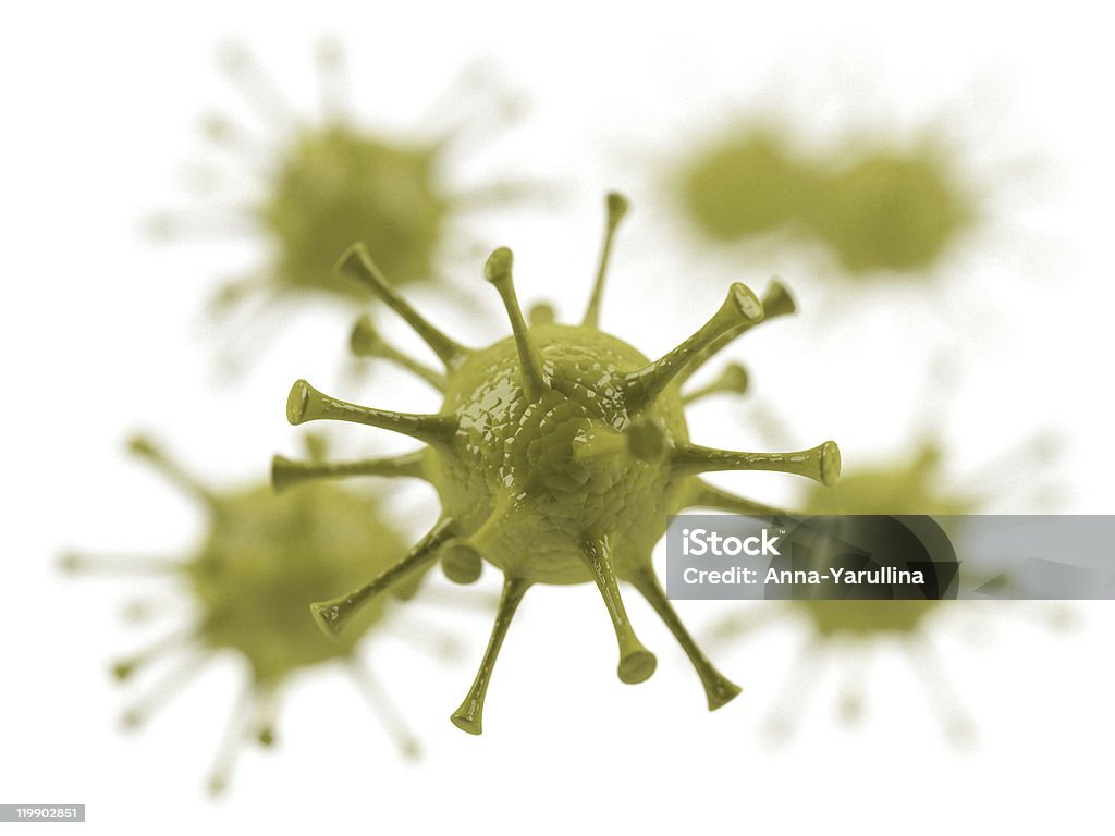 Virus su sfondo bianco. - Foto stock royalty-free di Batterio