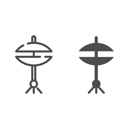 Hi hat cymbal line and glyph icon. Drum vector illustration isolated on white. Musical instrument outline style design, designed for web and app. Eps 10