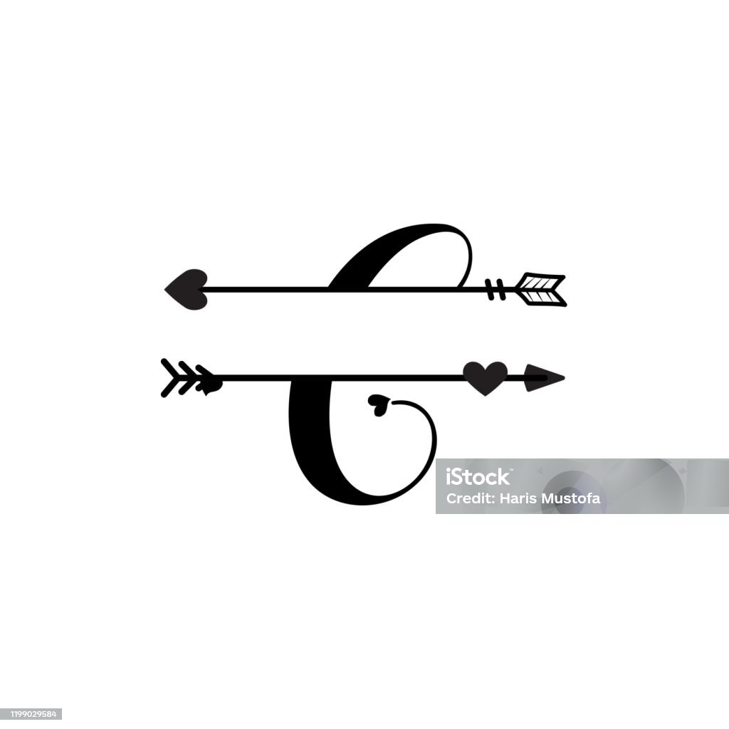 C Initial Split Initial C Love Monogram Split Letter Vector Isolated Stock Illustration ...