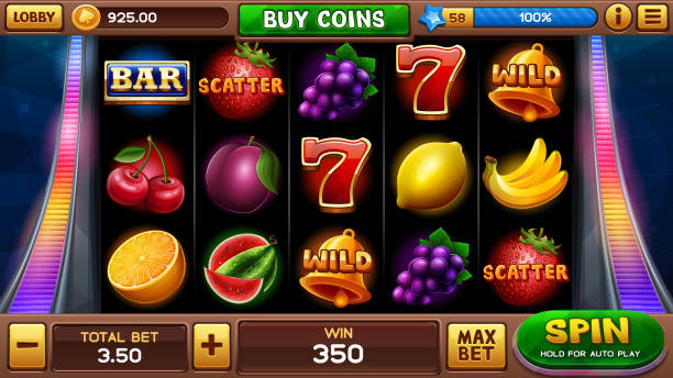 Main screen for slots game Main screen for slots game. Vector illustration gold or aquarius or symbol or fortune or year stock illustrations