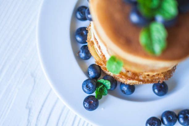 Delicious homemade pancakes with berries