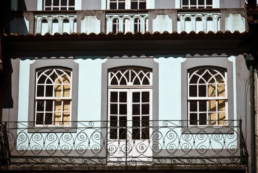 Portuguese facades typical Guimaraes, Portugal
