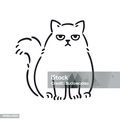 49 Drawing Of A Fat Black And White Cat Illustrations & Clip Art - iStock