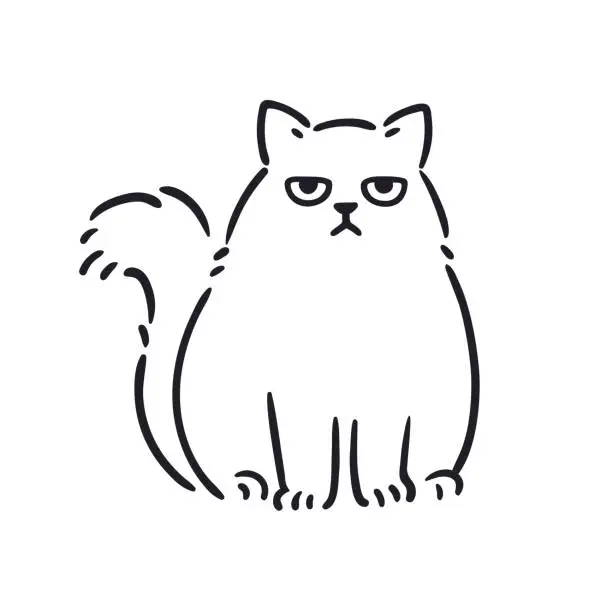 Vector illustration of Angry cat drawing