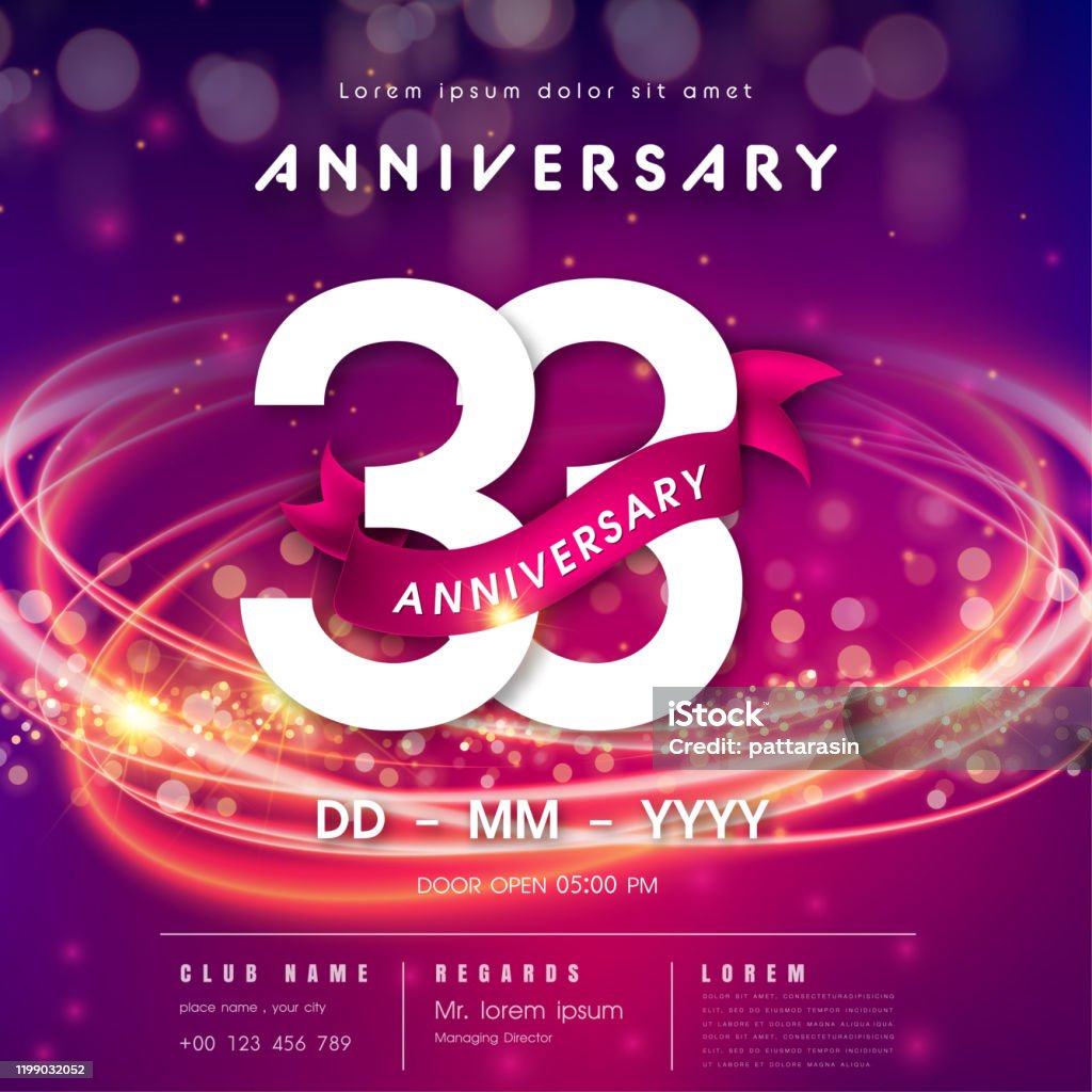 33rd Design 33 Years Anniversary Logo Template On Purple Abstract Futuristic Space ...
