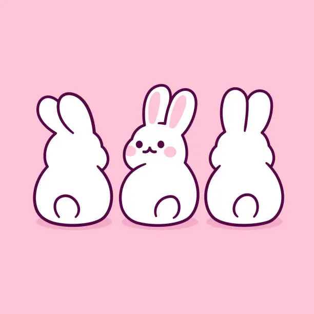 Vector illustration of Cute cartoon bunnies