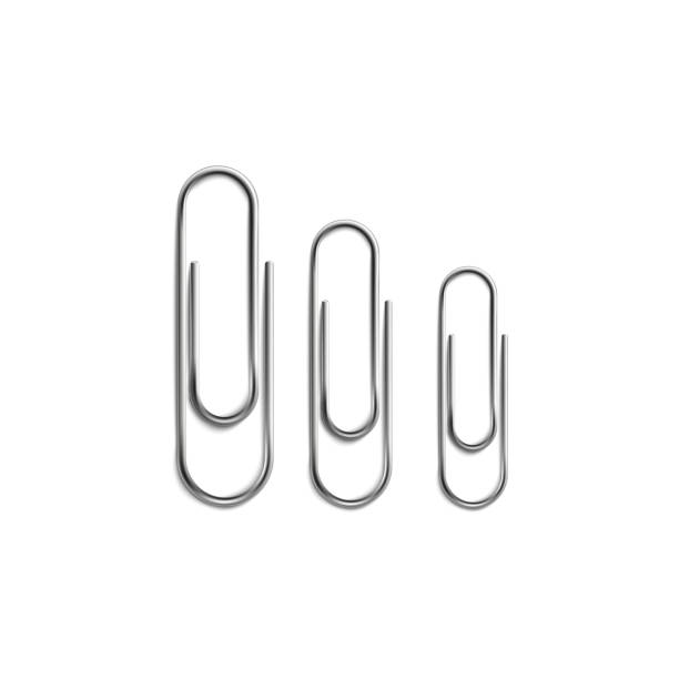 istock Set of silver metal paper clips, vector realistic illustration isolated. 1199032129