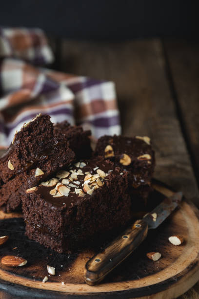 istock Homemade chocolate cake with almonds on the table 1199034035