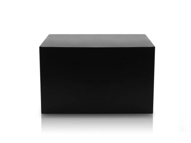 istock Black box product packaging in front view isolated on white background with clipping path 1199034224