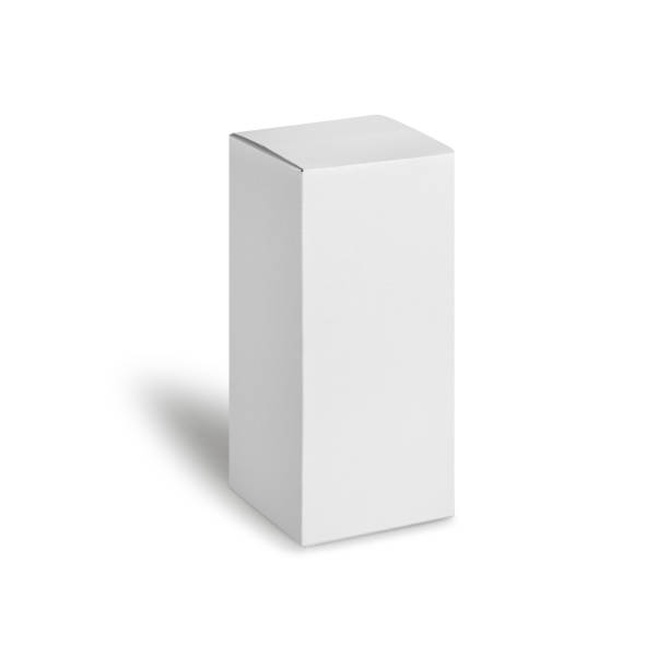 istock White box product tall shape packaging in front view isolated on white background with clipping path 1199034270