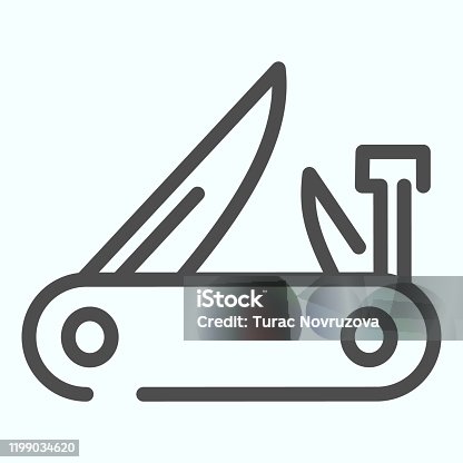 istock Army knife line icon. Multifunctional pocket knife vector illustration isolated on white. Swiss knife outline style design, designed for web and app. Eps 10. 1199034620