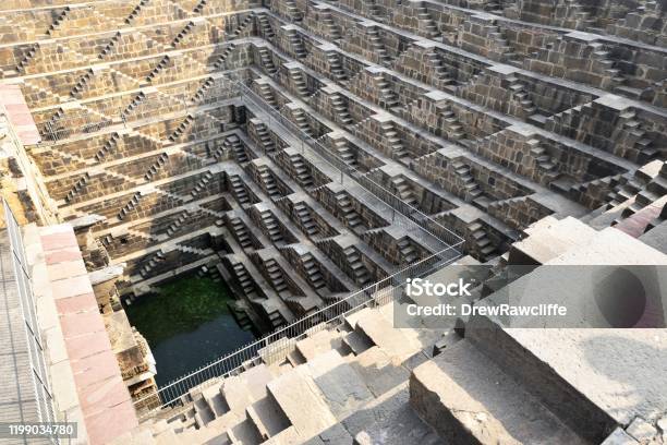 Geometric Lines Of The Chand Baori Stock Photo - Download Image Now - Chand Baori, Stepwell, Well - Structure