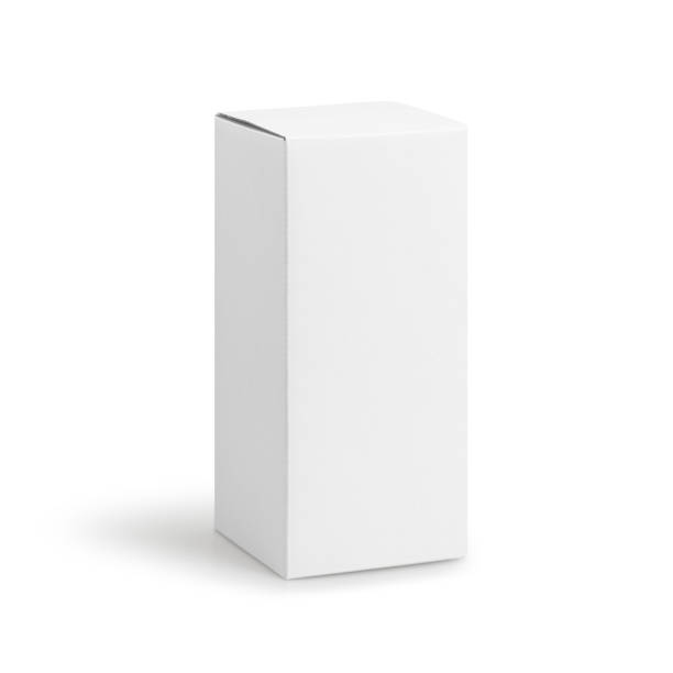 istock White box product tall shape packaging in front view isolated on white background with clipping path 1199035922