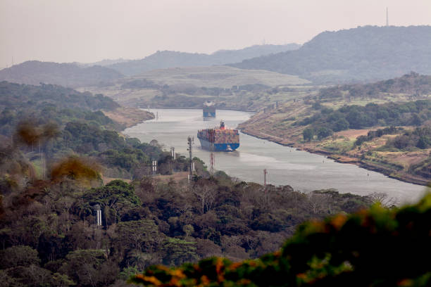 컨테이너 선박, 파나마 운하, 파나마 - panama canal panama container ship industrial ship 뉴스 사진 이미지