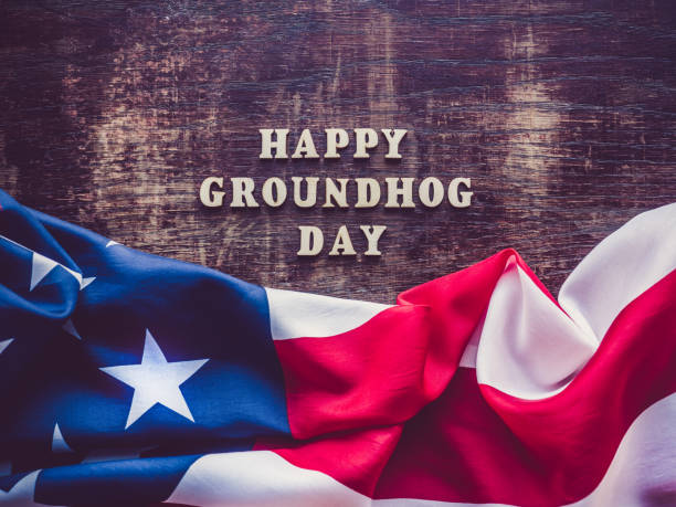 istock Groundhog Day Background. Close-up, top view, isolated 1199037520