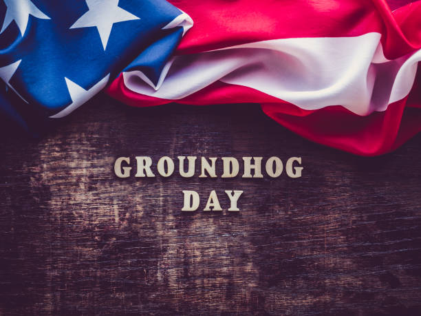 istock Groundhog Day Background. Close-up, top view, isolated 1199038225