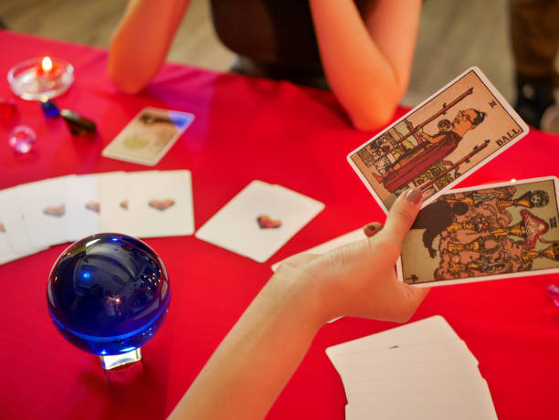 istock Fortune teller by using Divine Magic you see palm reading and tarot card 1199038439