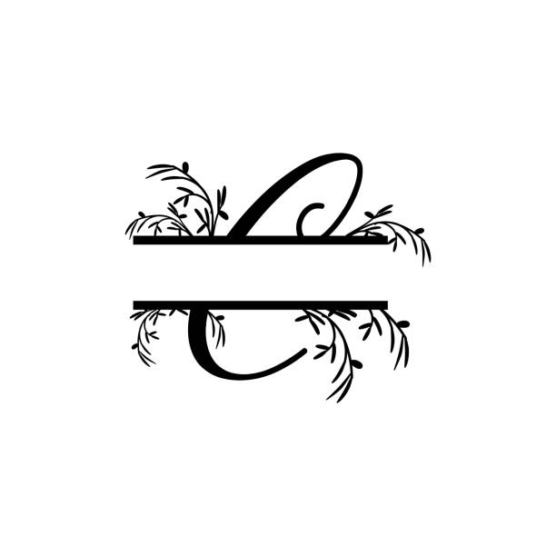 ilustrações de stock, clip art, desenhos animados e ícones de initial c decorative plant monogram split letter vector - letter c initial alphabet alphabetical order