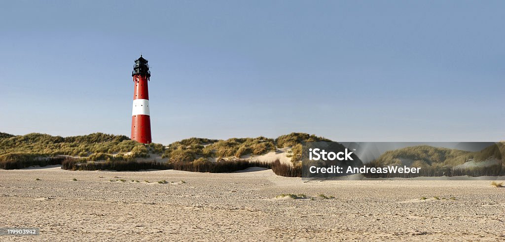 Panorama de um farol alemão na praia - Royalty-free Antigo Foto de stock