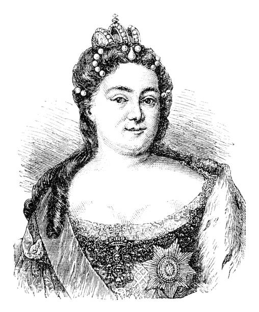 ilustrações, clipart, desenhos animados e ícones de imperatriz catherine o grande retrato da rússia - catherine the great regency style 19th century style women