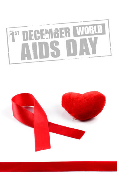 istock Aids ribbon and heart on white background. 1199046608