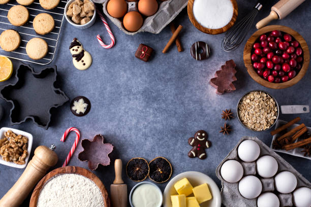 istock Baking ingredients for christmass on dark background 1199050102