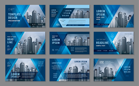 Abstract Presentation Templates, Abstract Geometric Blue Triangle Background vector, Infographic elements Template design set for Brochures, flyer, leaflet, magazine, invitation card, annual report, Web Banner, Booklet, simple design