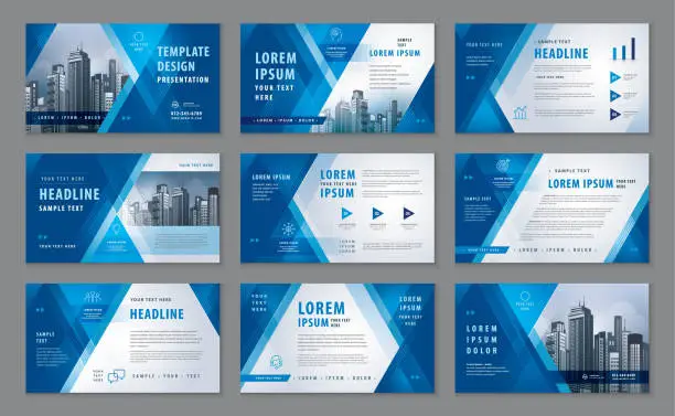 Vector illustration of Abstract Presentation Templates, Abstract Geometric Blue Triangle Background vector