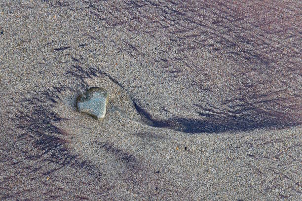 istock Beach stone and water patterns in the sand 1199054800
