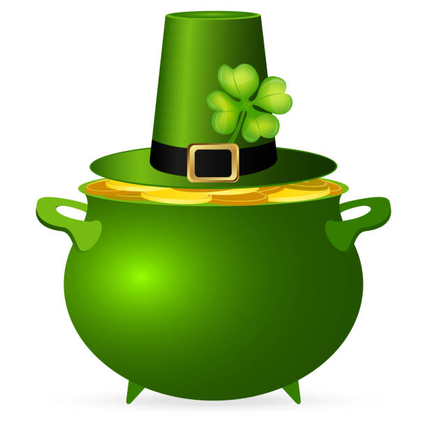 istock Pot of money and a hat with a clover for St. Patrick's Day 1199055705