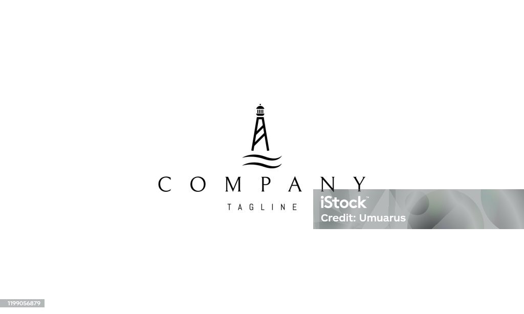 Lighthouse Abstract Logo Vector Logo On Which An Abstract Image Of A Lighthouse And Waves Under ...